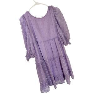 NWT Vine & Love women's textured polka dot short Sleeve Dress purple‎ Sz large